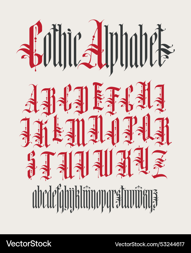 Gotische Schrift voller Satz Buchstaben des englischen Alphabets Gotische Schrift voller Satz Buchstaben des englischen Alphabets vektorbild
