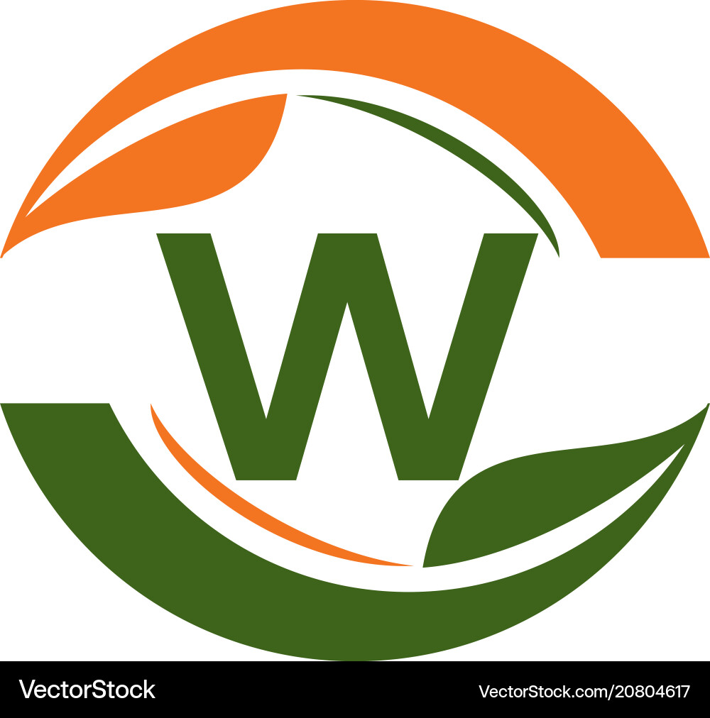 Green project solution center initial w Green project solution center initial w vector image