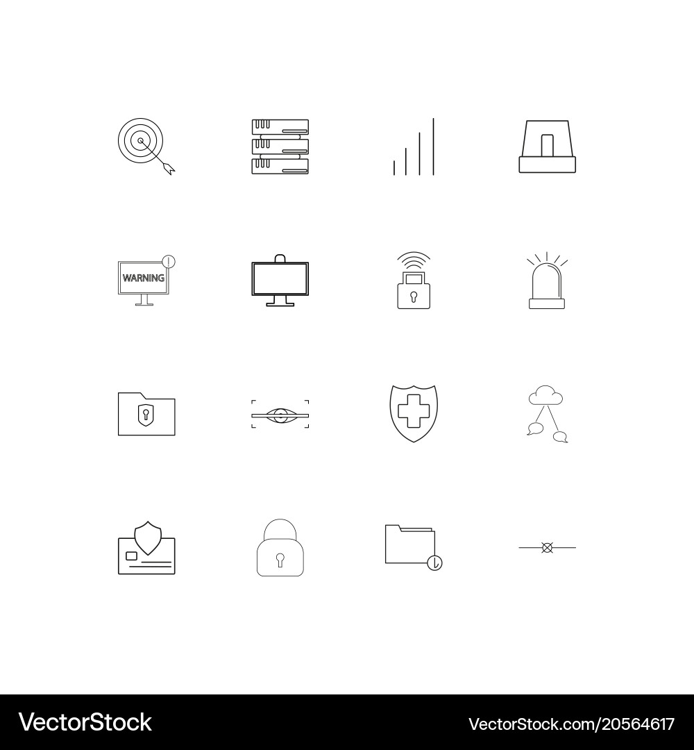 Internet security simple linear icons set vector image