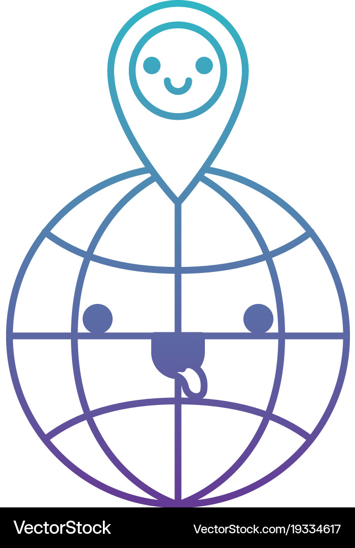 Kawaii world globe and map pointer on top vector image