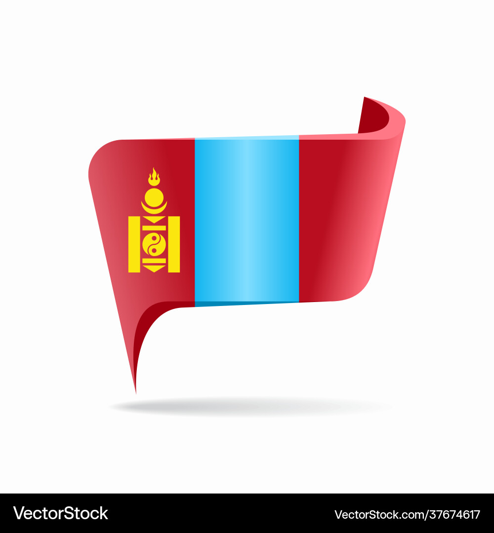 Mongolian Flag Map Pointer vector image