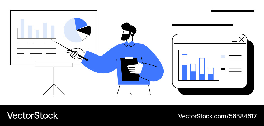 Professional presenting data insights with charts Vector Image