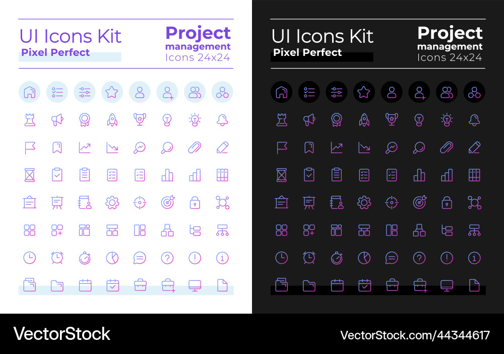 Project management pixel perfect gradient linear Vector Image