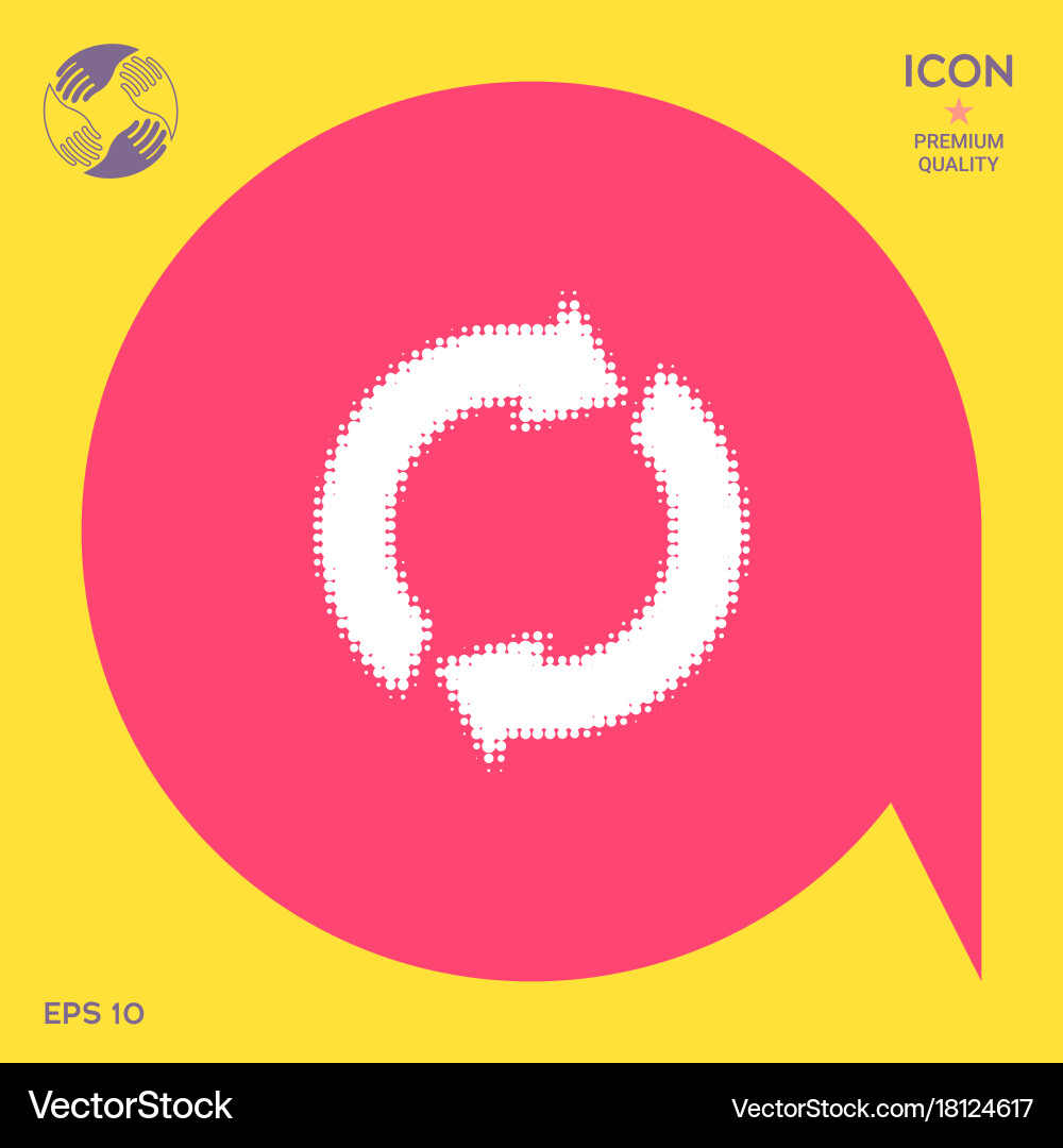 Reset button reload arrows - halftone logo vector image