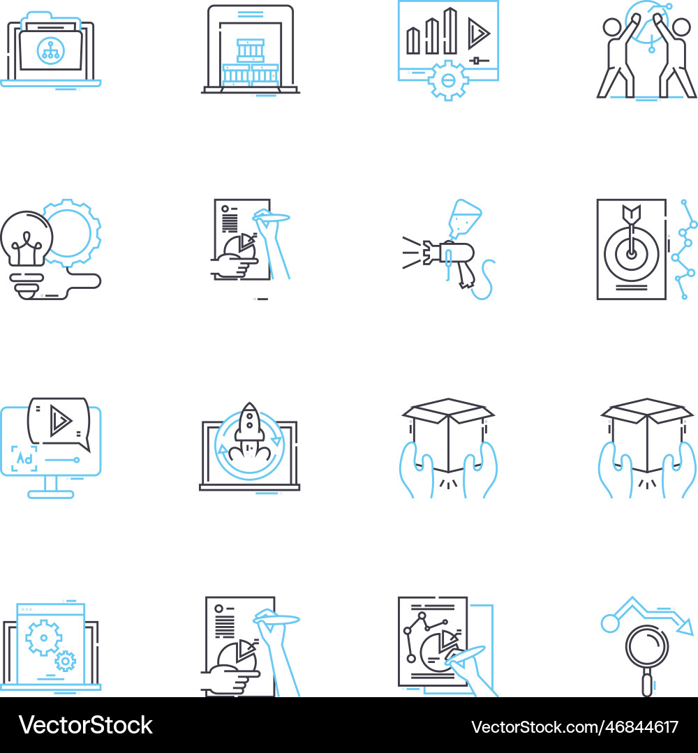 Resource management linear icons set allocation Resource management linear icons set allocation vector image