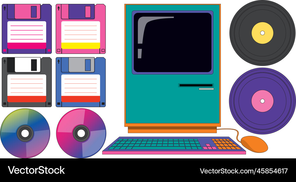 Retro objects and electronic devices Retro objects and electronic devices Vector Image