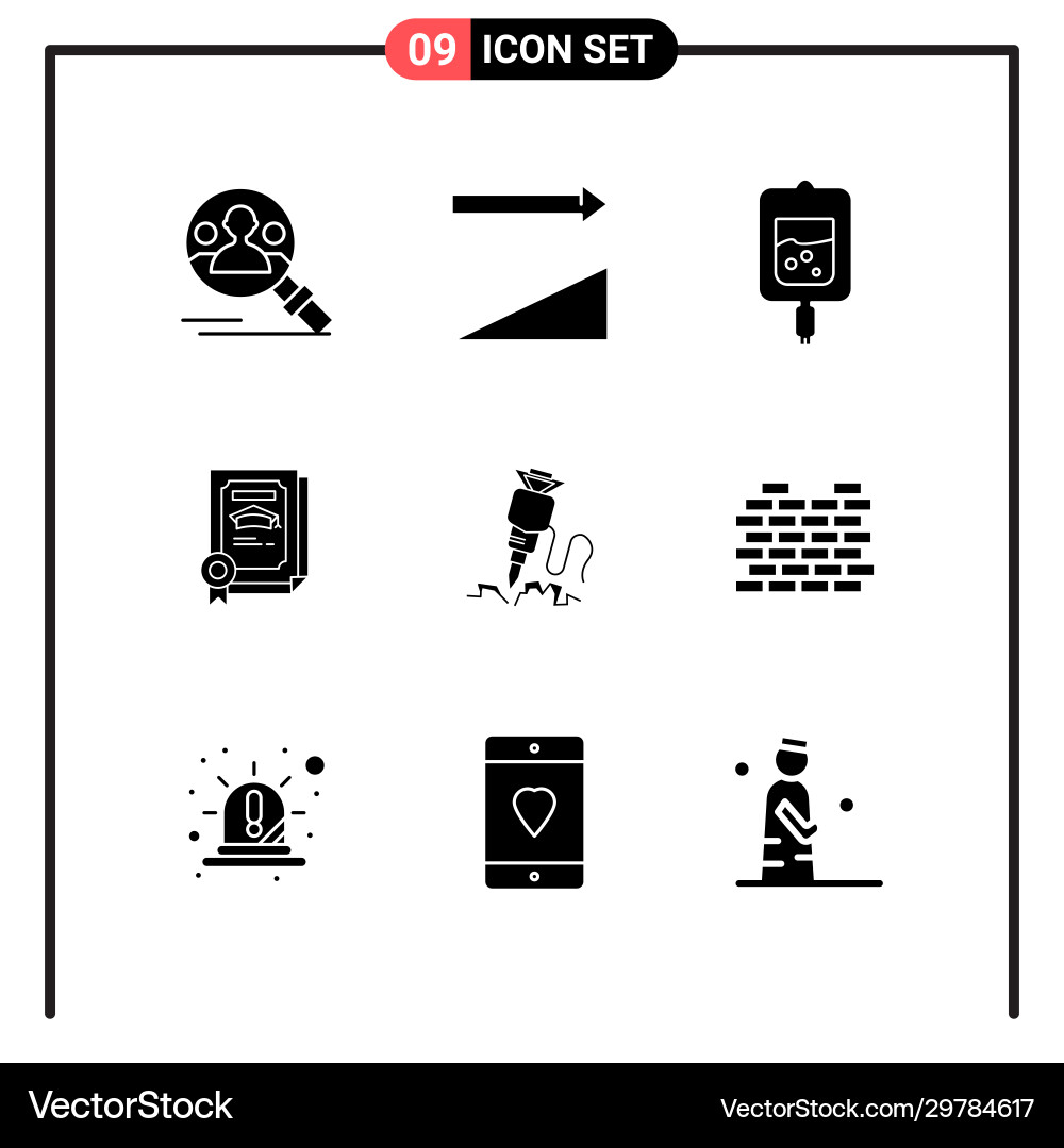 Set 9 solid style icons for web and mobile Set 9 solid style icons for web and mobile Vector Image