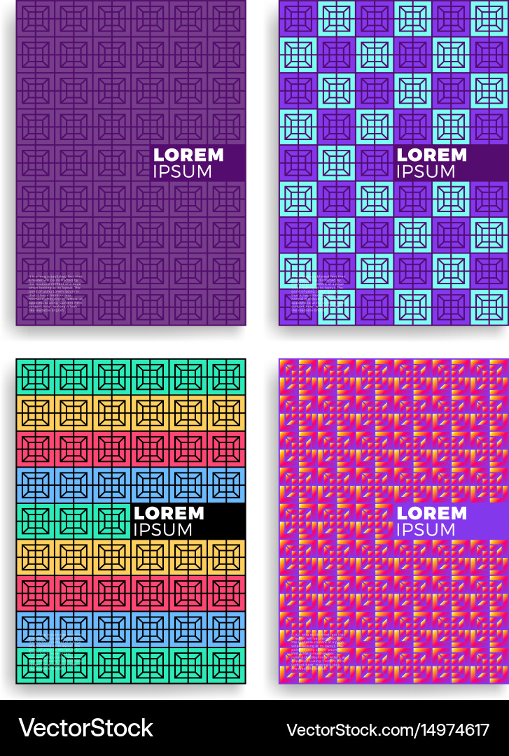 Set abstract square pattern for cards vector image