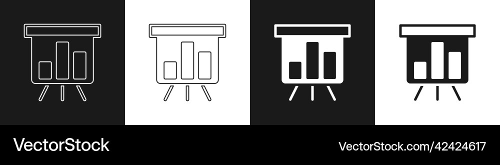 Set board with graph chart icon isolated on black Set board with graph chart icon isolated on black vector image