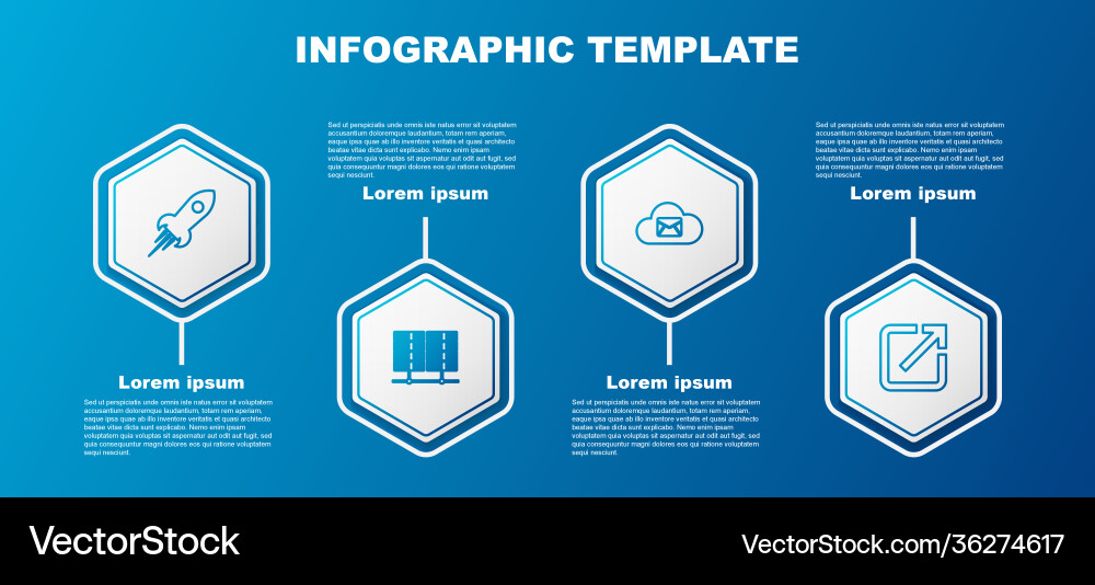 Set line rocket ship with fire server data web Set line rocket ship with fire server data web vector image