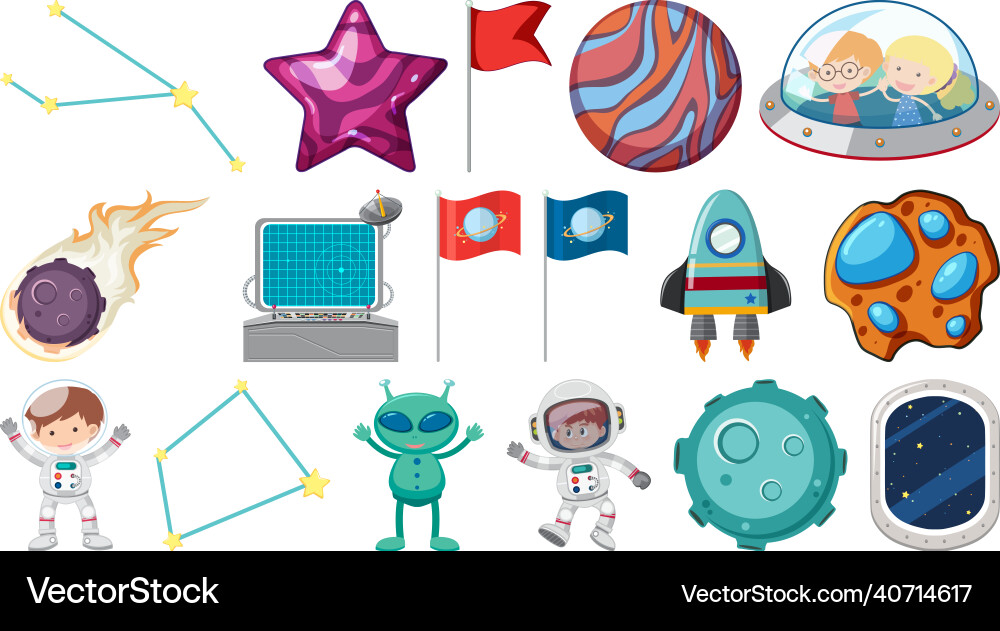 Set of isolated fantasy space objects Set of isolated fantasy space objects vector image