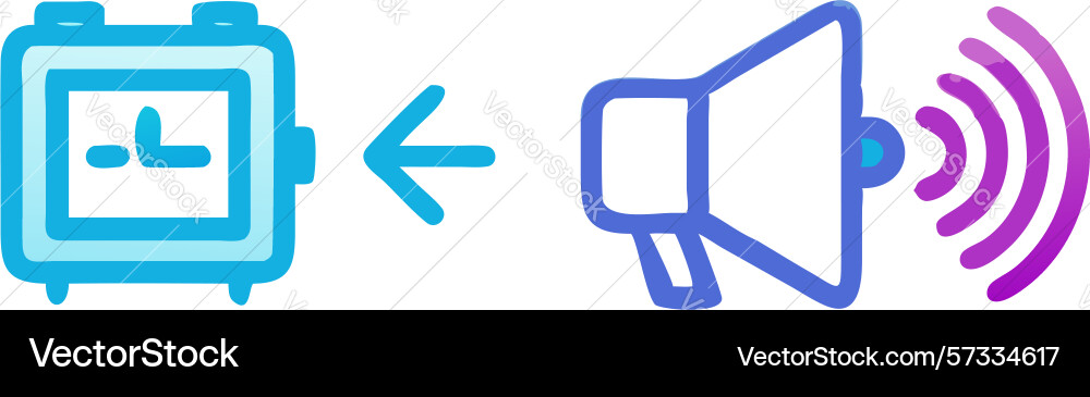 Sound control timer connecting to speaker audio vector image