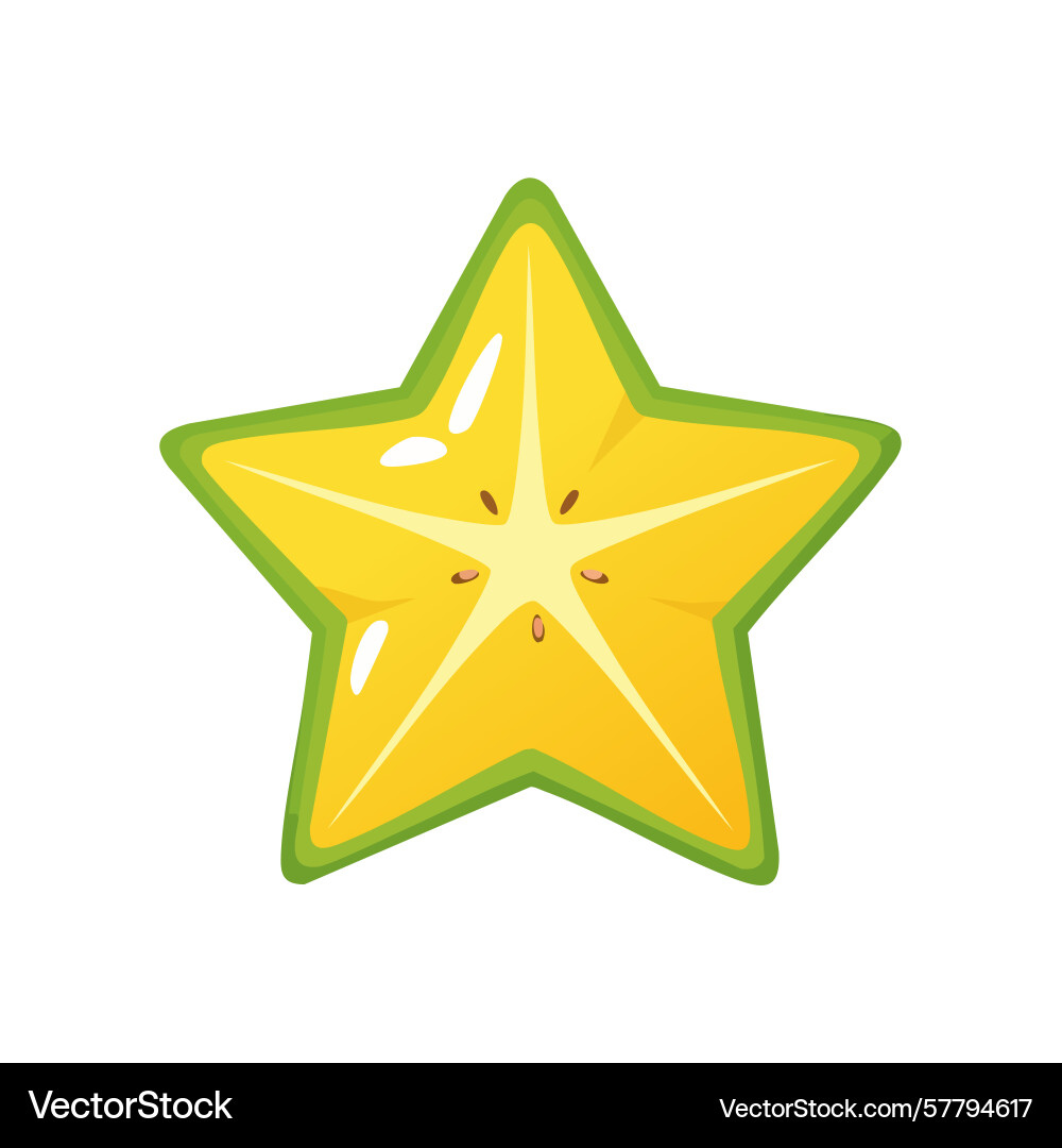 Star fruit slice vibrant yellow shape Vector Image