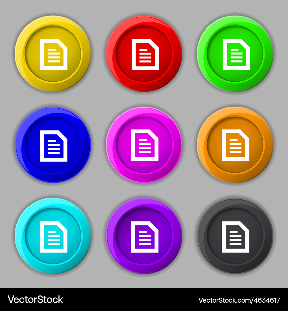 Text file document icon sign symbol on nine round vector image