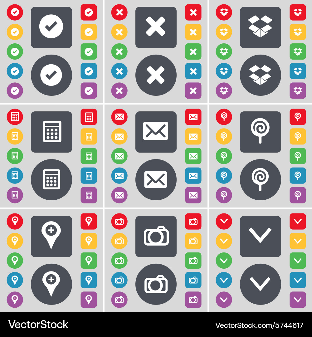 Tick stop dropbox calculator message lollipop vector image