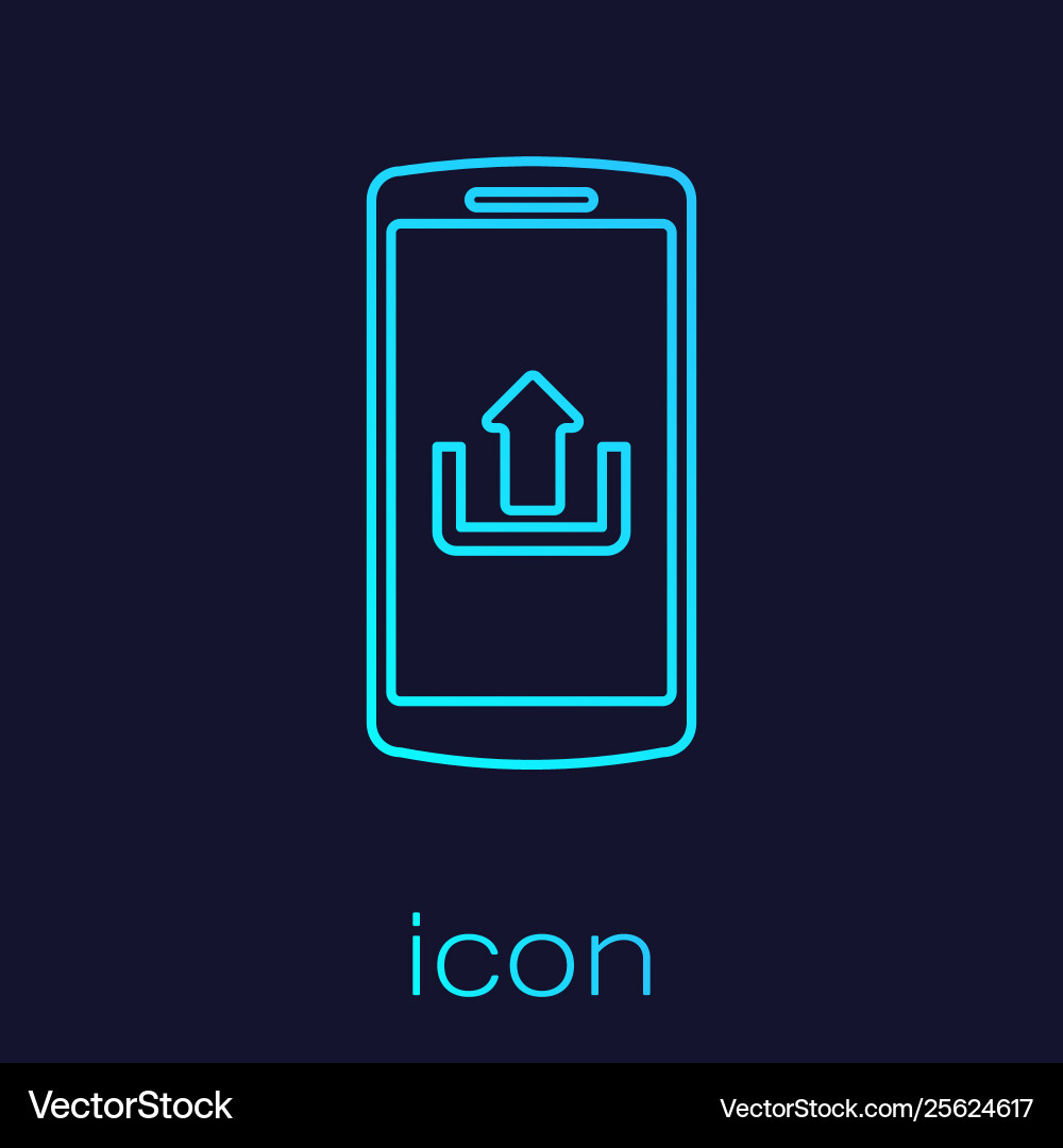 Turquoise smartphone with upload line icon Turquoise smartphone with upload line icon vector image
