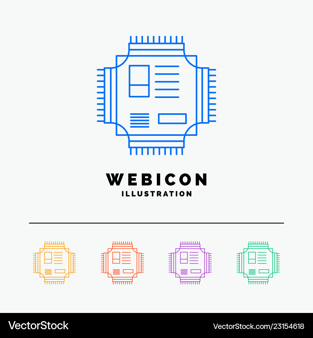 Chip cpu microchip processor technology 5 color Chip cpu microchip processor technology 5 color Vector Image