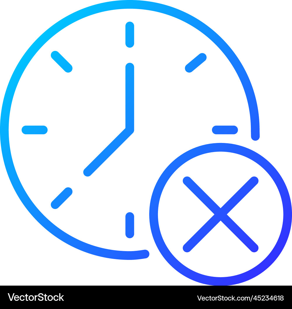 Clock with cross mark pixel perfect gradient Clock with cross mark pixel perfect gradient vector image