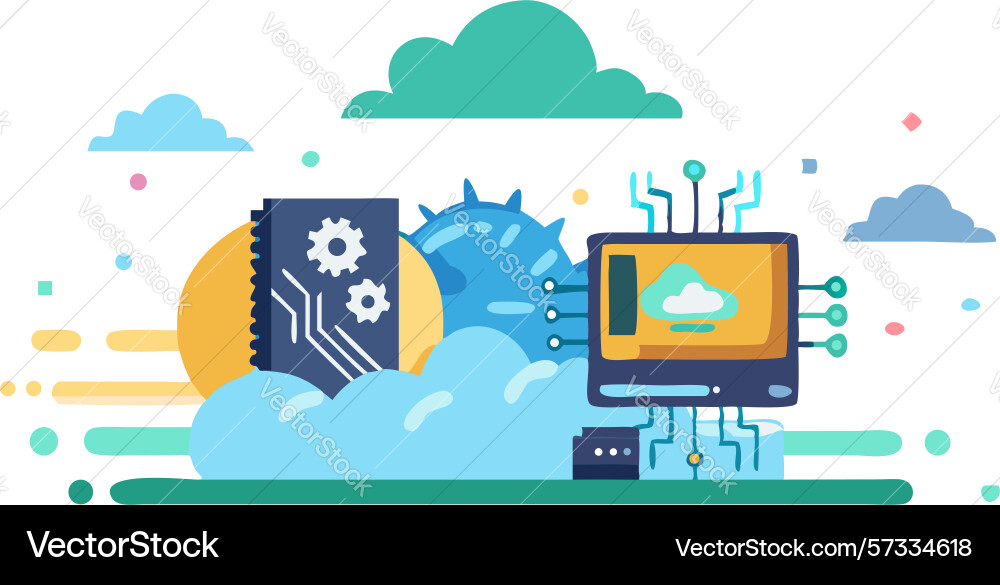 Cloud computing infrastructure and servers design vector image