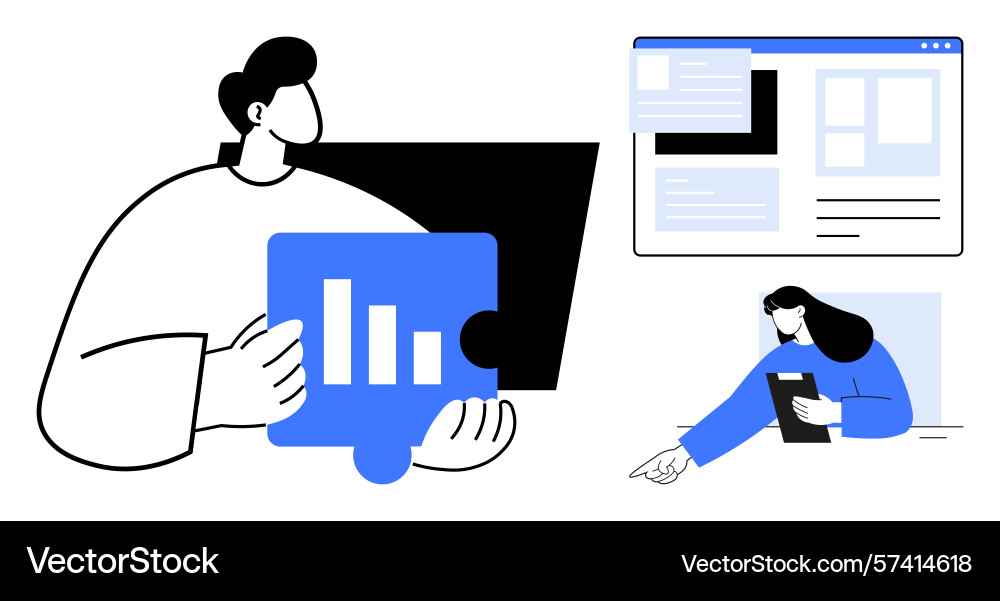 Collaborative problem-solving with data insights Vector Image