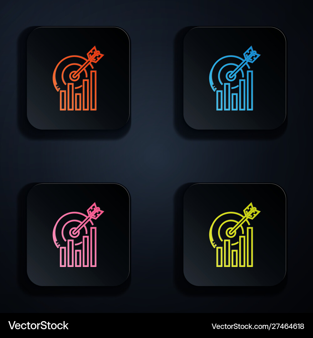 Color neon line target with graph chart icon Color neon line target with graph chart icon vector image