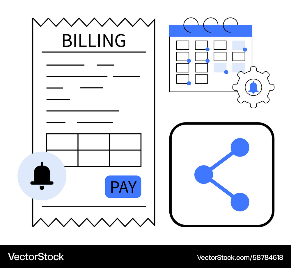 Digital billing system with payment notifications Digital billing system with payment notifications Vector Image