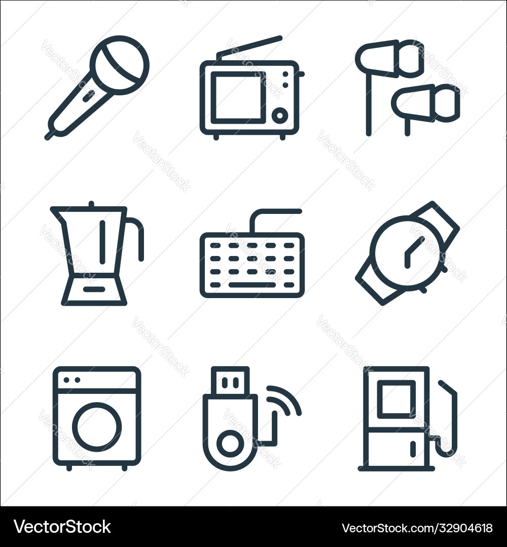Electronics line icons linear set quality Electronics line icons linear set quality vector image