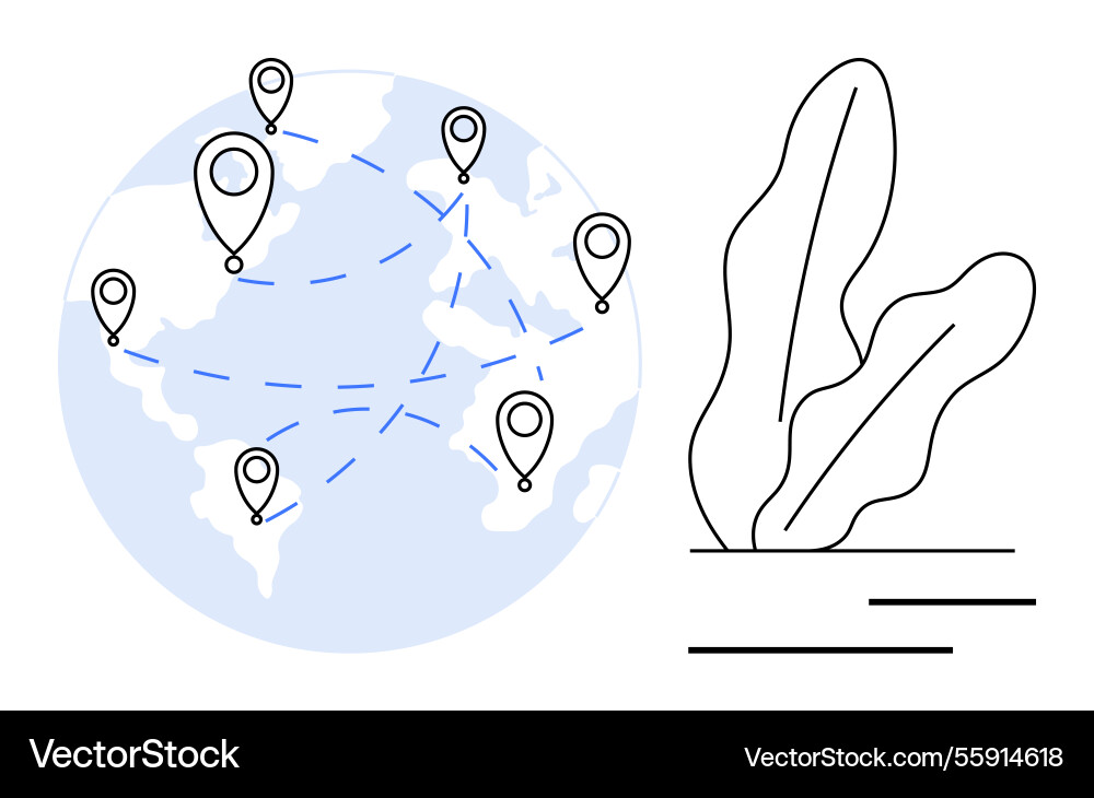 Global network connections with map markers Global network connections with map markers vector image