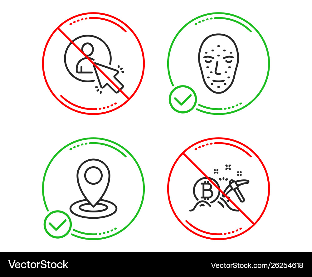 Location face biometrics and user icons set Location face biometrics and user icons set vector image