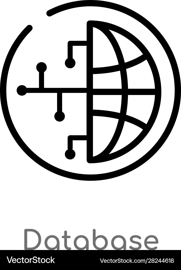 Outline database icon isolated black simple line Outline database icon isolated black simple line vector image