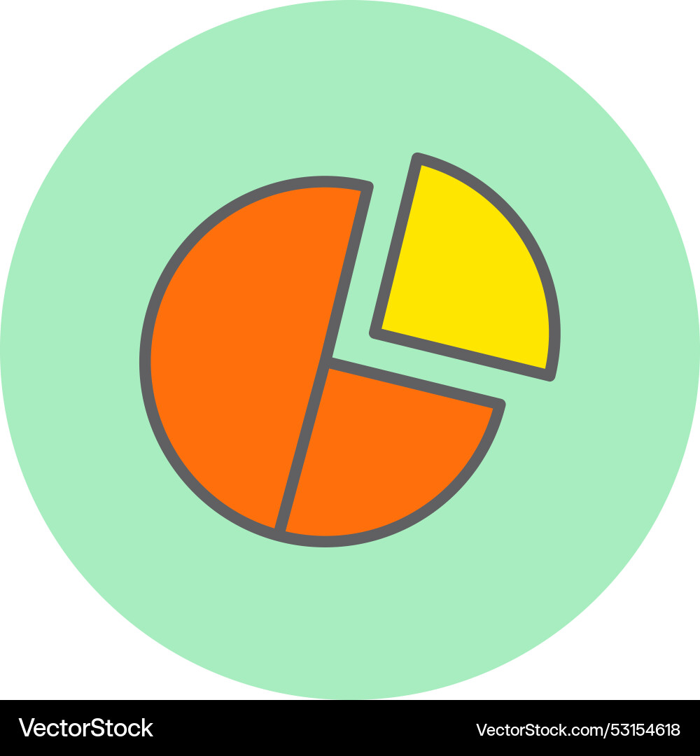 Pie graph line filled circle icon vector image