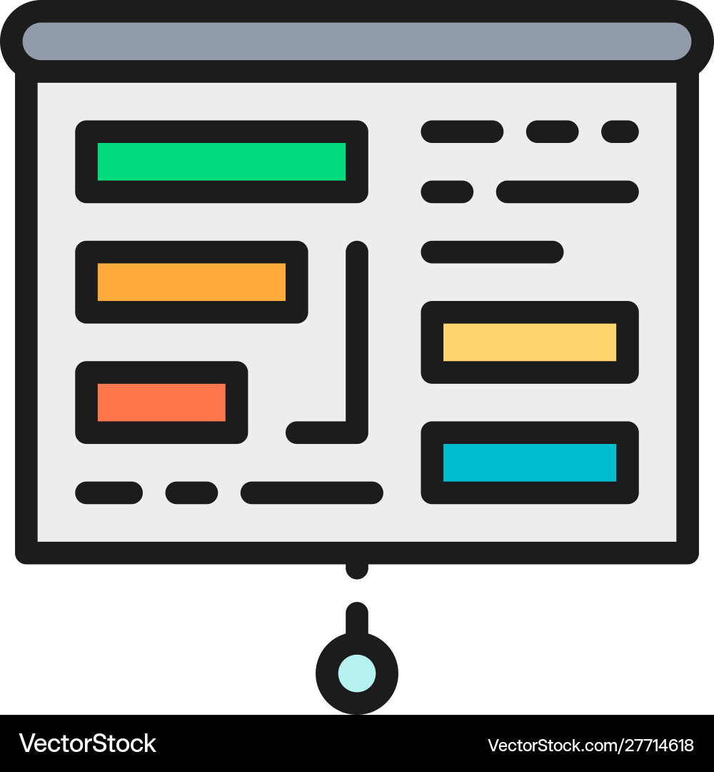 Projector screen with presentation tables charts Vector Image