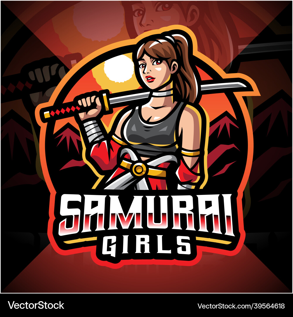 Samurai girls esport mascot logo design vector image