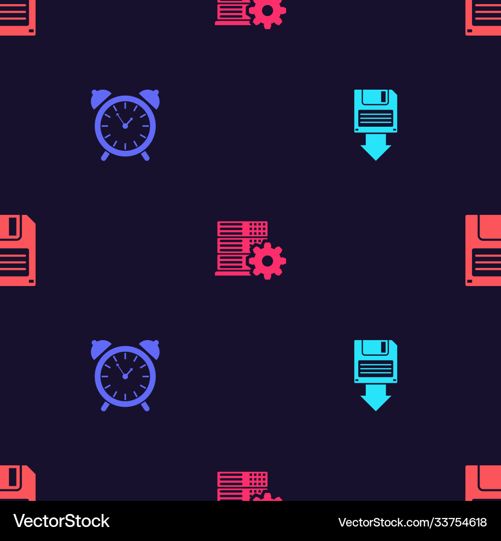 Set floppy disk backup alarm clock server Set floppy disk backup alarm clock server Vector Image