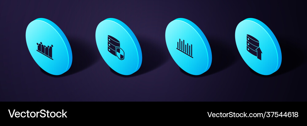 Set isometric server data web hosting pie chart Set isometric server data web hosting pie chart vector image