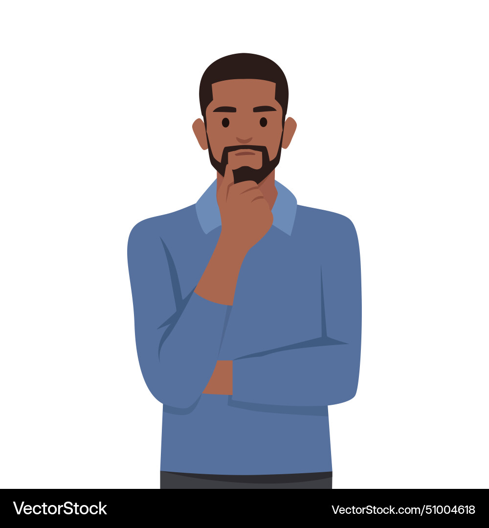 Young black man is thinking question mark Vector Image