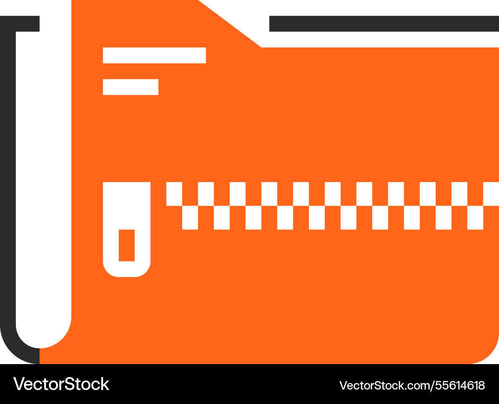 Zip folder flat line web icon concept vector image