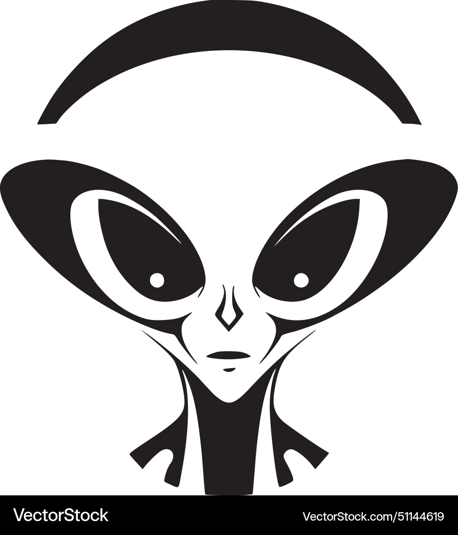 Alien - black and white isolated icon vector image