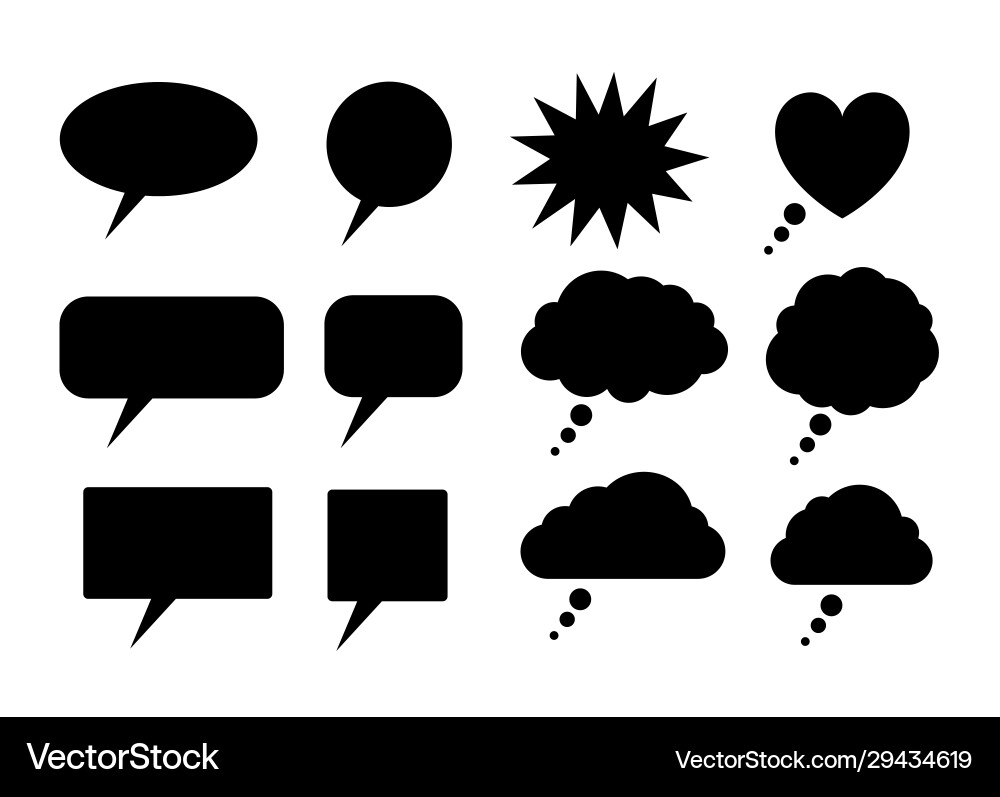 Black speech bubbles silhouettes Black speech bubbles silhouettes vector image