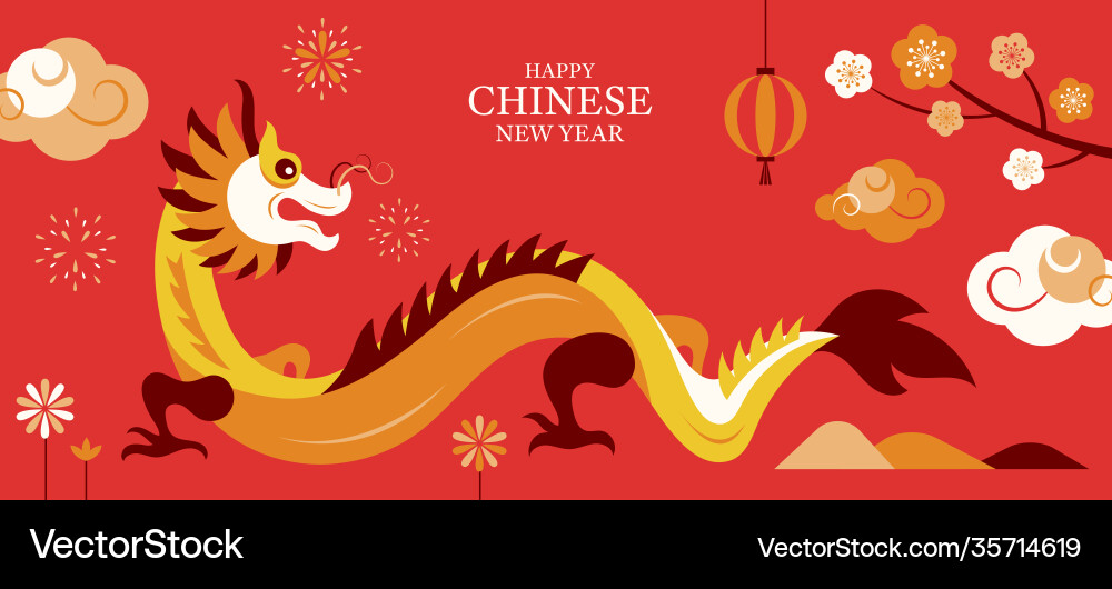 Chinese Dragon New Year Background Vector Image