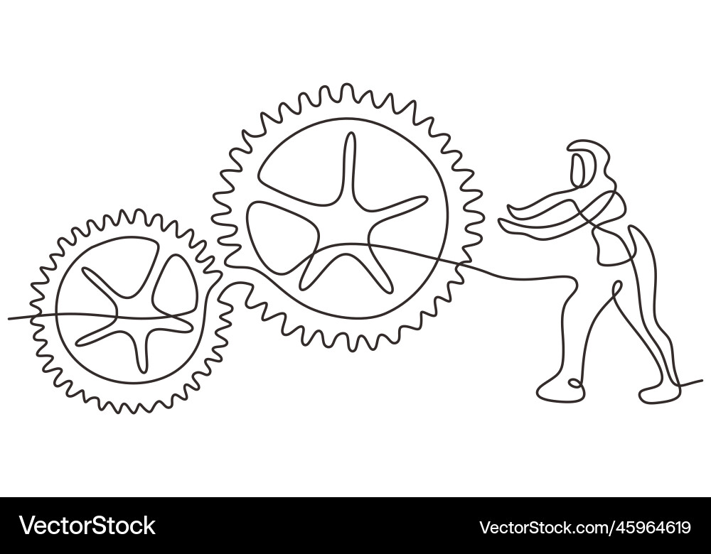 Continuous Line Gears Vector Image