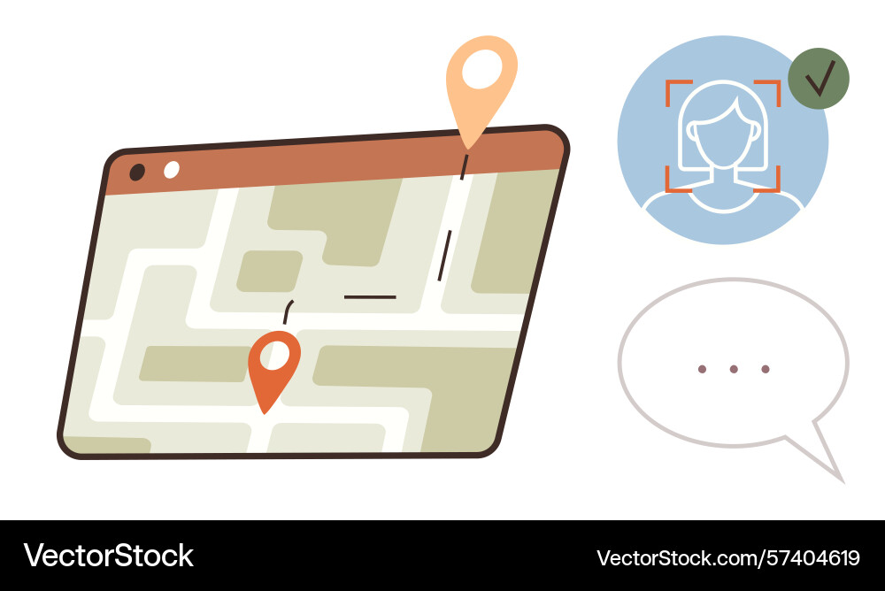 Digital navigation with user verification and map Digital navigation with user verification and map vector image