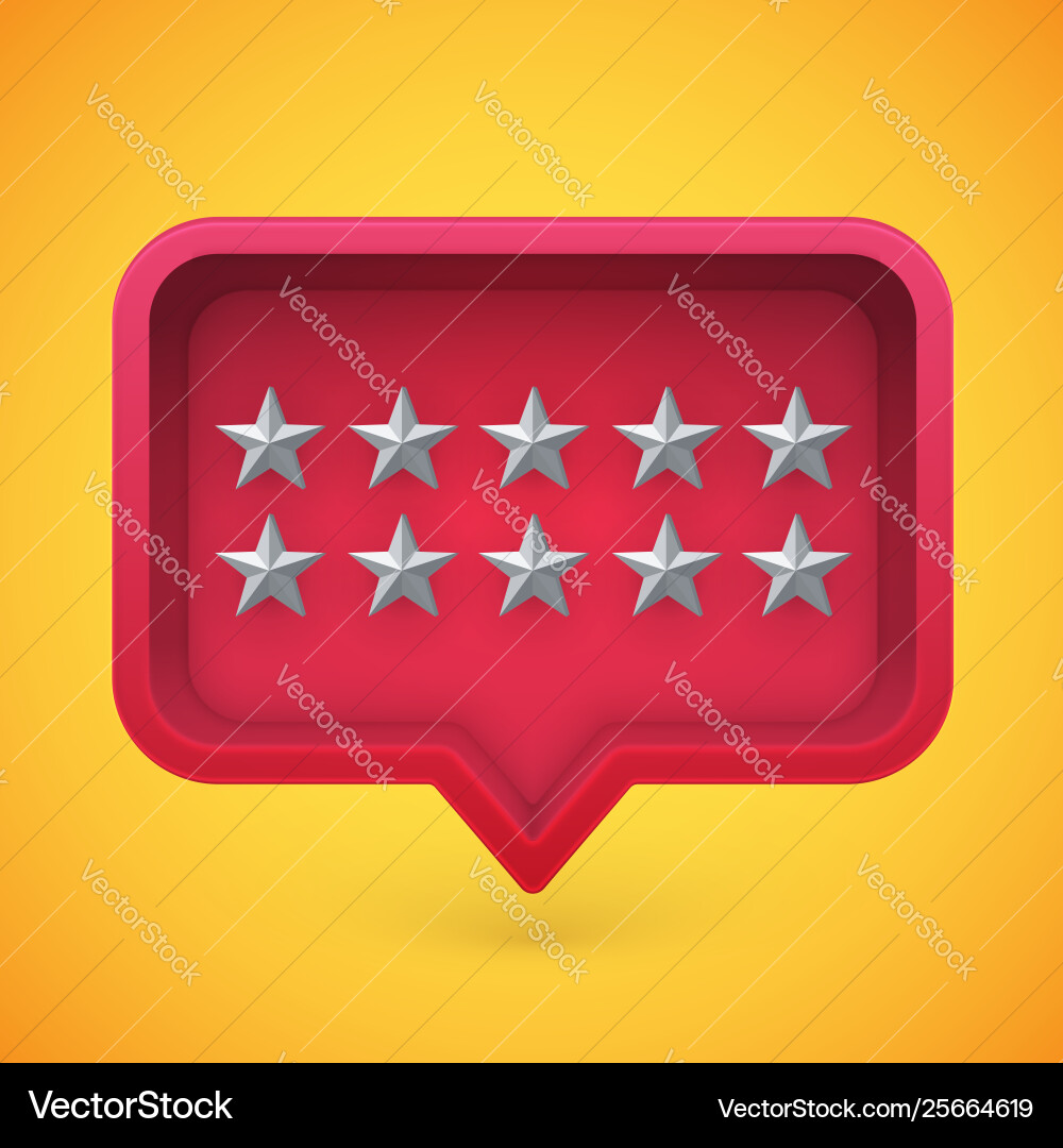 Grey rating stars in speech bubble vector image