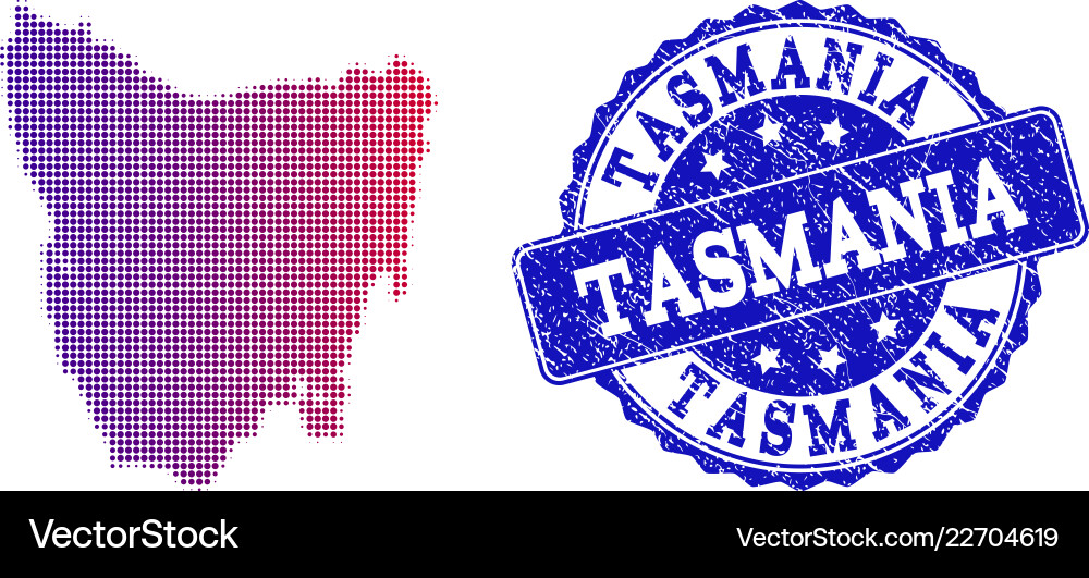 Halftone gradient map of tasmania island Halftone gradient map of tasmania island vector image