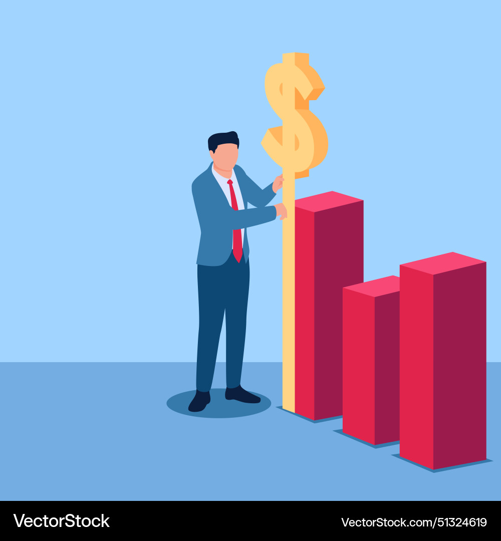 Man measuring height graph chart with money ruler Man measuring height graph chart with money ruler Vector Image