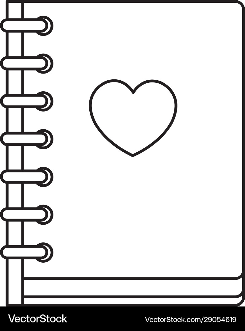 Notebook with heart isolated icon vector image