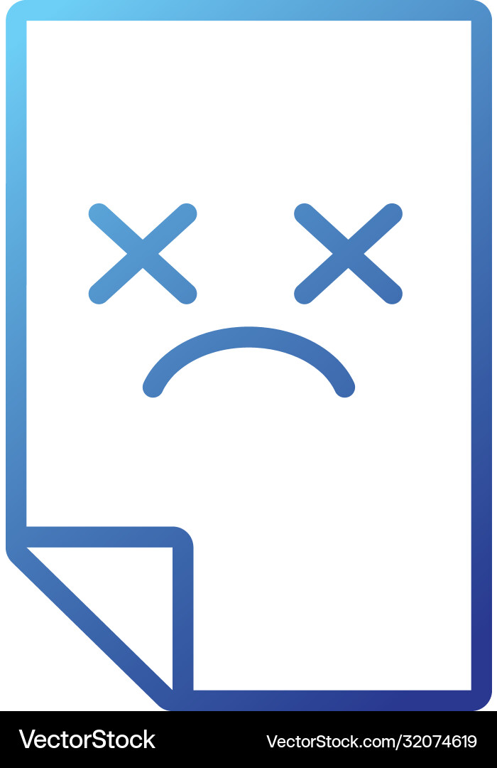Paper document with face sad gradient style icon Vector Image
