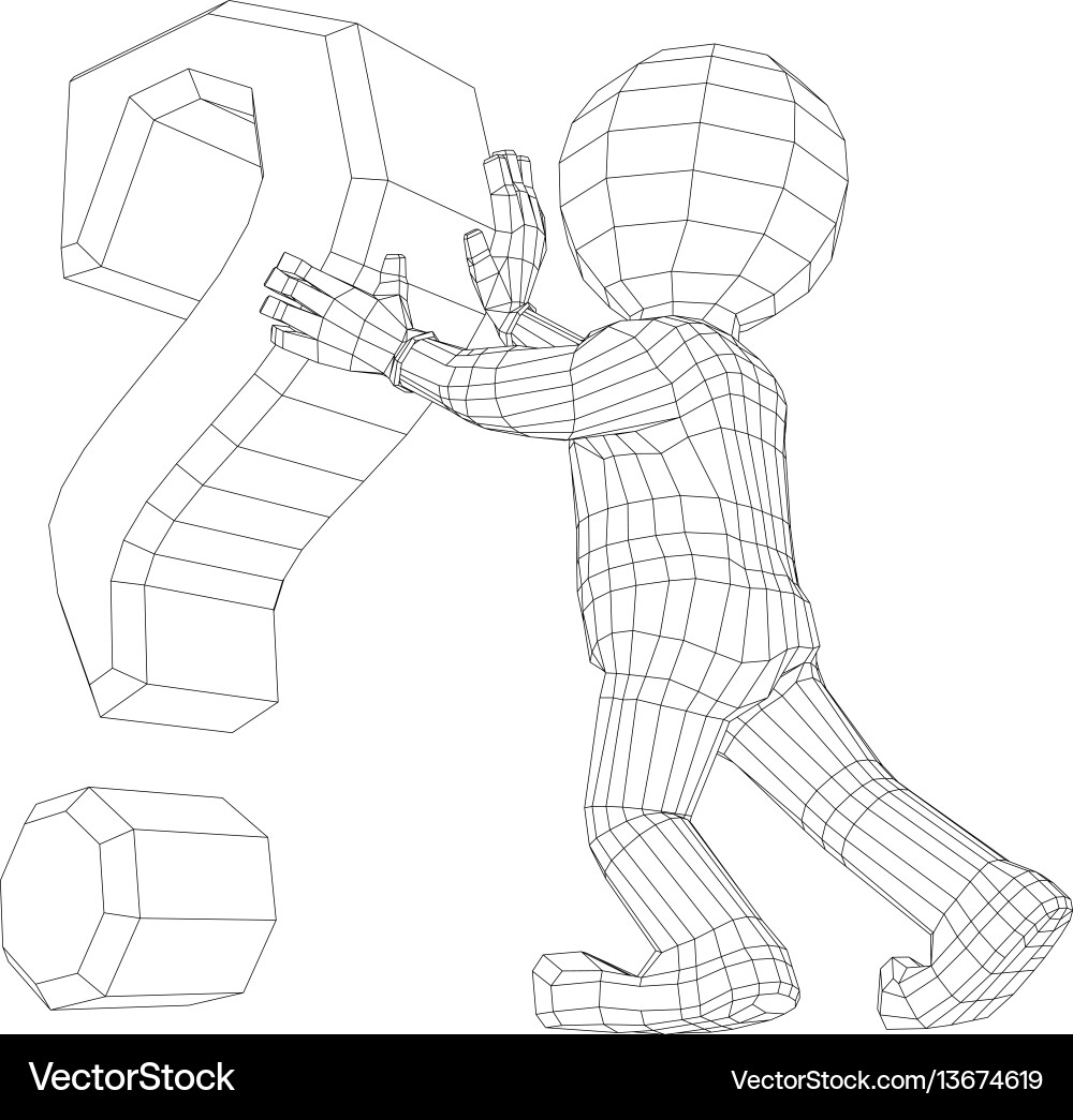 Puppet 3d man with question sign vector image