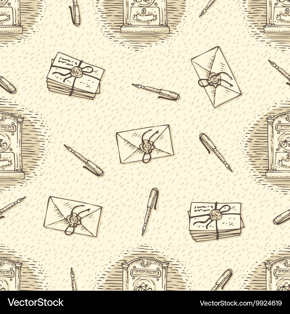 Seamless pattern with envelopes letters vector image