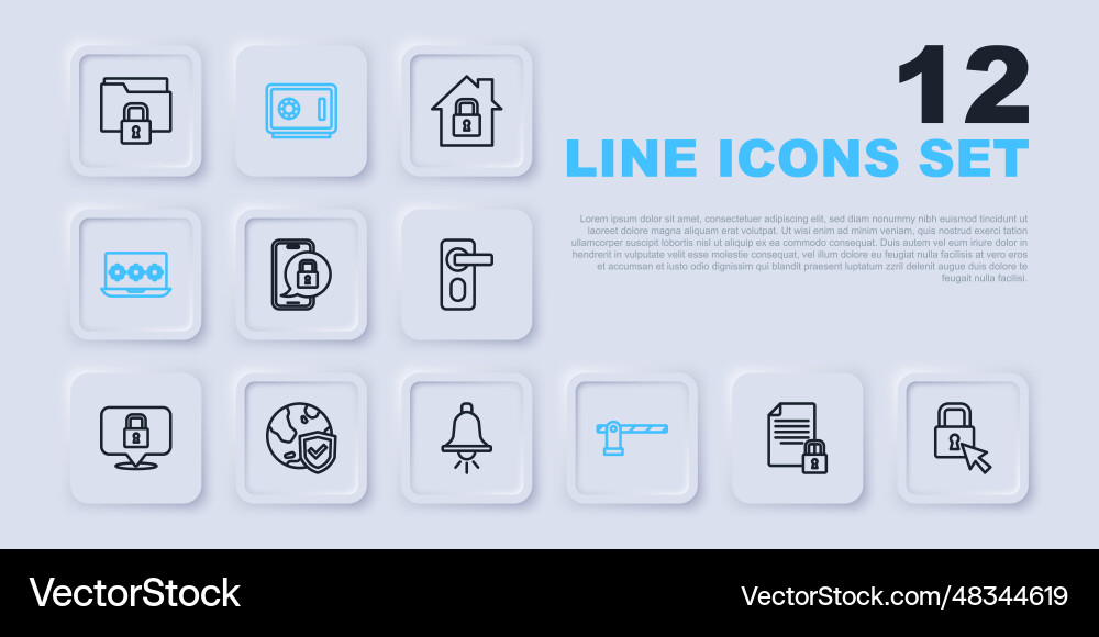Set line document and lock mobile Set line document and lock mobile vector image